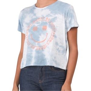 Lucky Brand Women's tie dye smiley face graphic tee, Sz L